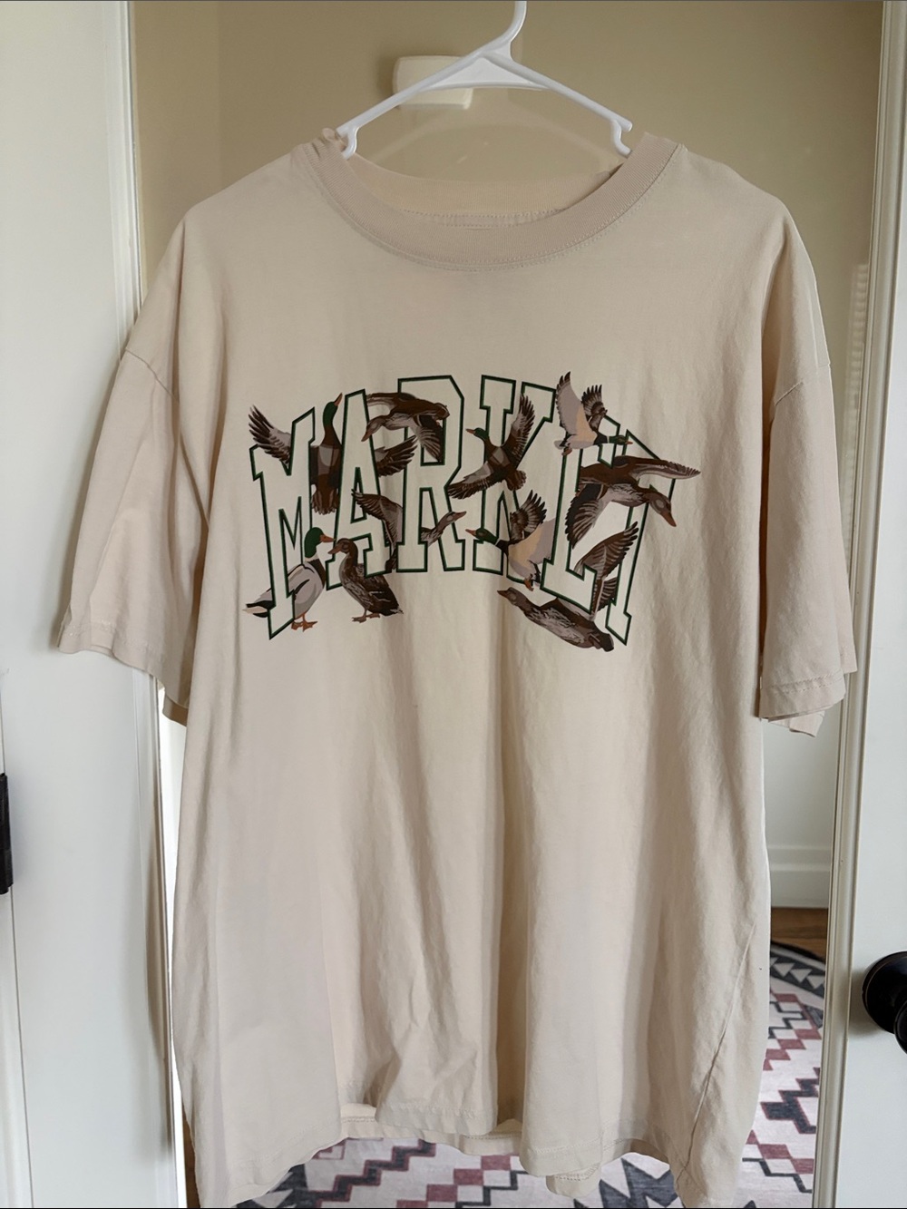 Market Beige Graphic Tee with Duck Motif